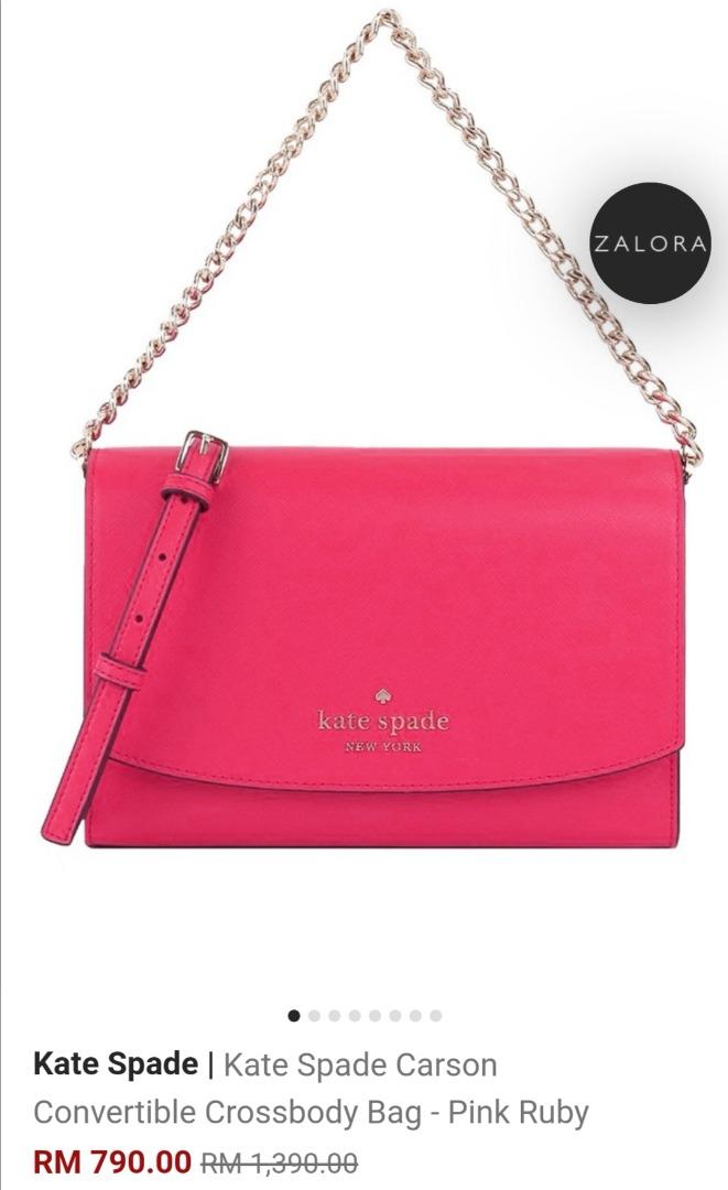 Kate Spade Carson Saffiano Leather Crossbody bag Convertible Pink Ruby NWT