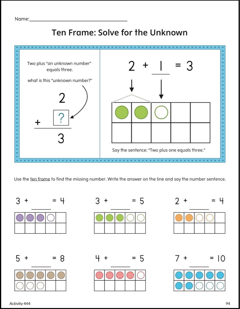 Kindergarten Maths 2 Worksheet Number Learning for children