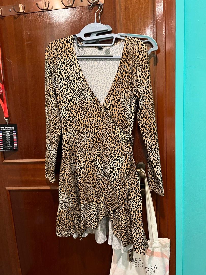 Leopard Print Wrap Dress, Women's Fashion, Dresses & Sets, Dresses on ...