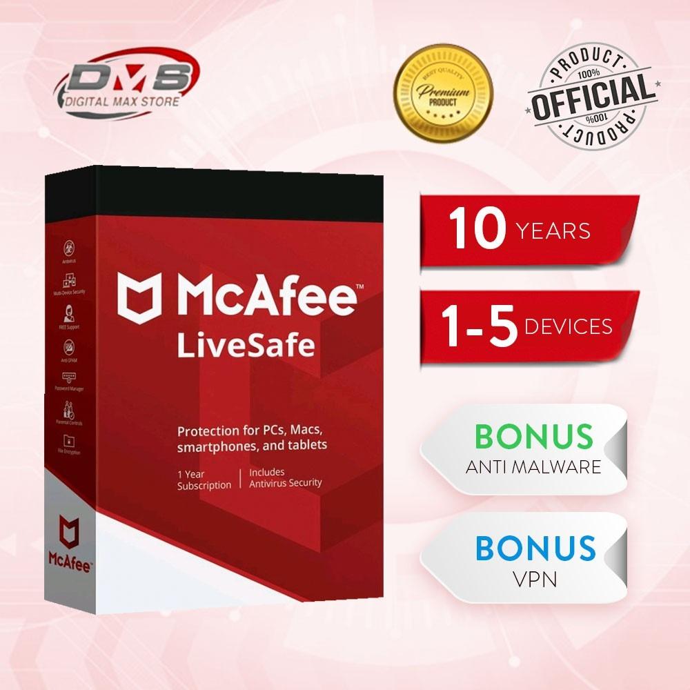 Mcafee LiveSafe Antivirus 2022 Original Code 10 YEAR ...