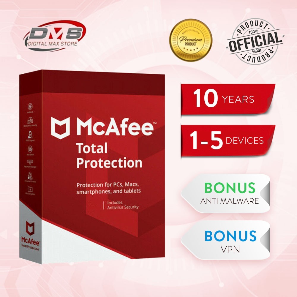 Mcafee Total Protection Antivirus 2023 Original Code 10 YEAR For Windows / MacOS, Computers