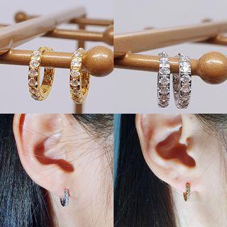 Minimalist Classic Diamante Linked Huggie Earrings