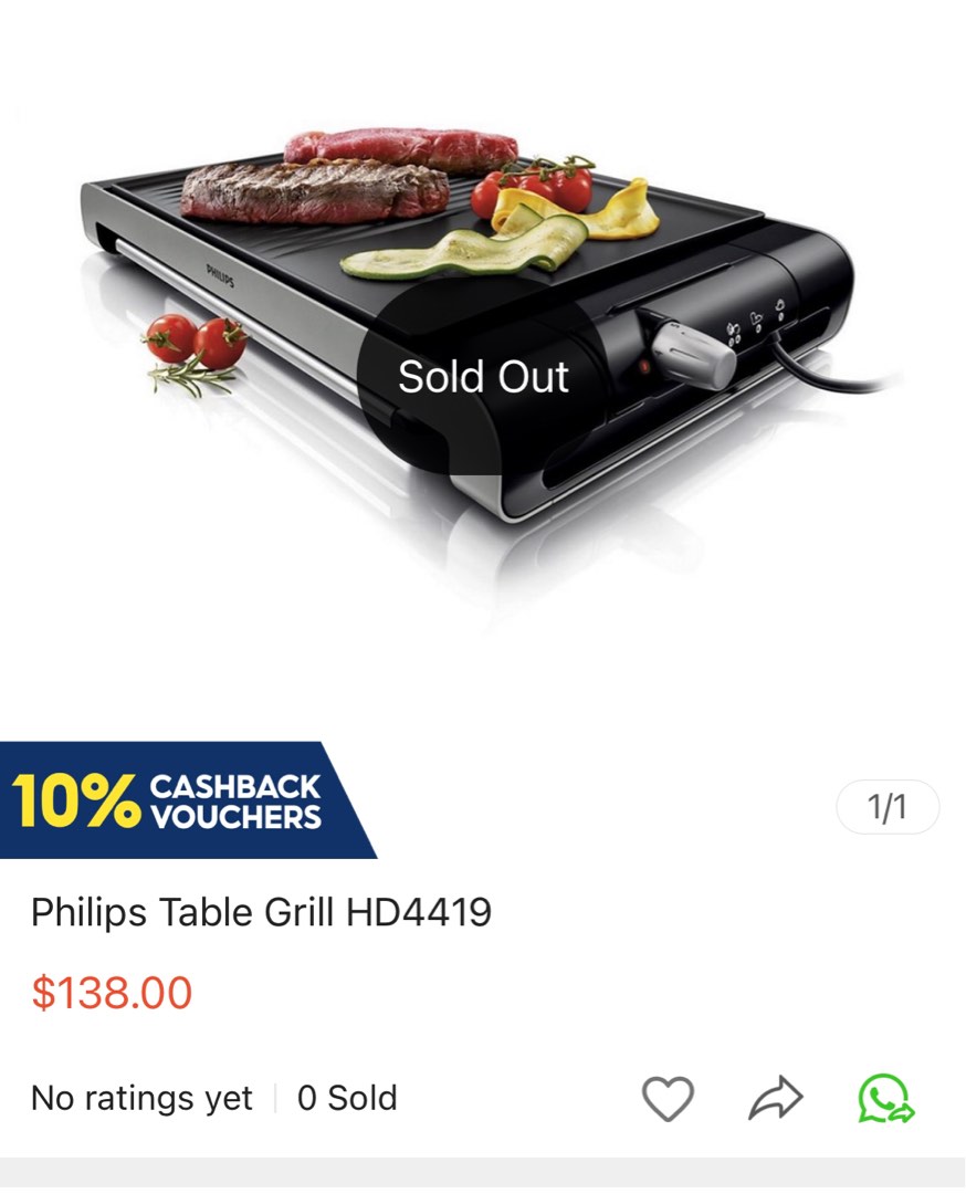 Philips Table Grill HD4419 TV Home Appliances Kitchen