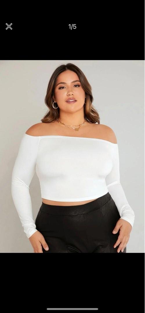 Plus Size Off Shoulder Solid Tee (Category: Blouses) located in Singapore. Submitted by sarah_a. (Listing ID 1184589014, Image 1). Description: Never used before as it’s shorter than I expected..