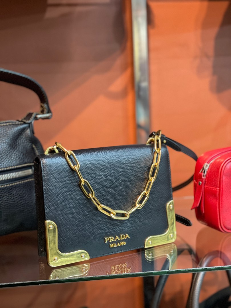Prada Chain Wallet Crossbody, Luxury, Bags & Wallets on Carousell