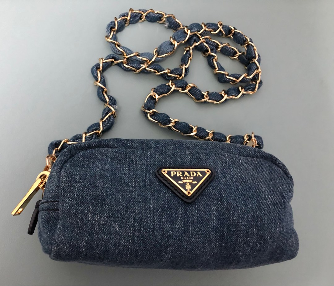 Prada denim mini pouch bag Carousell