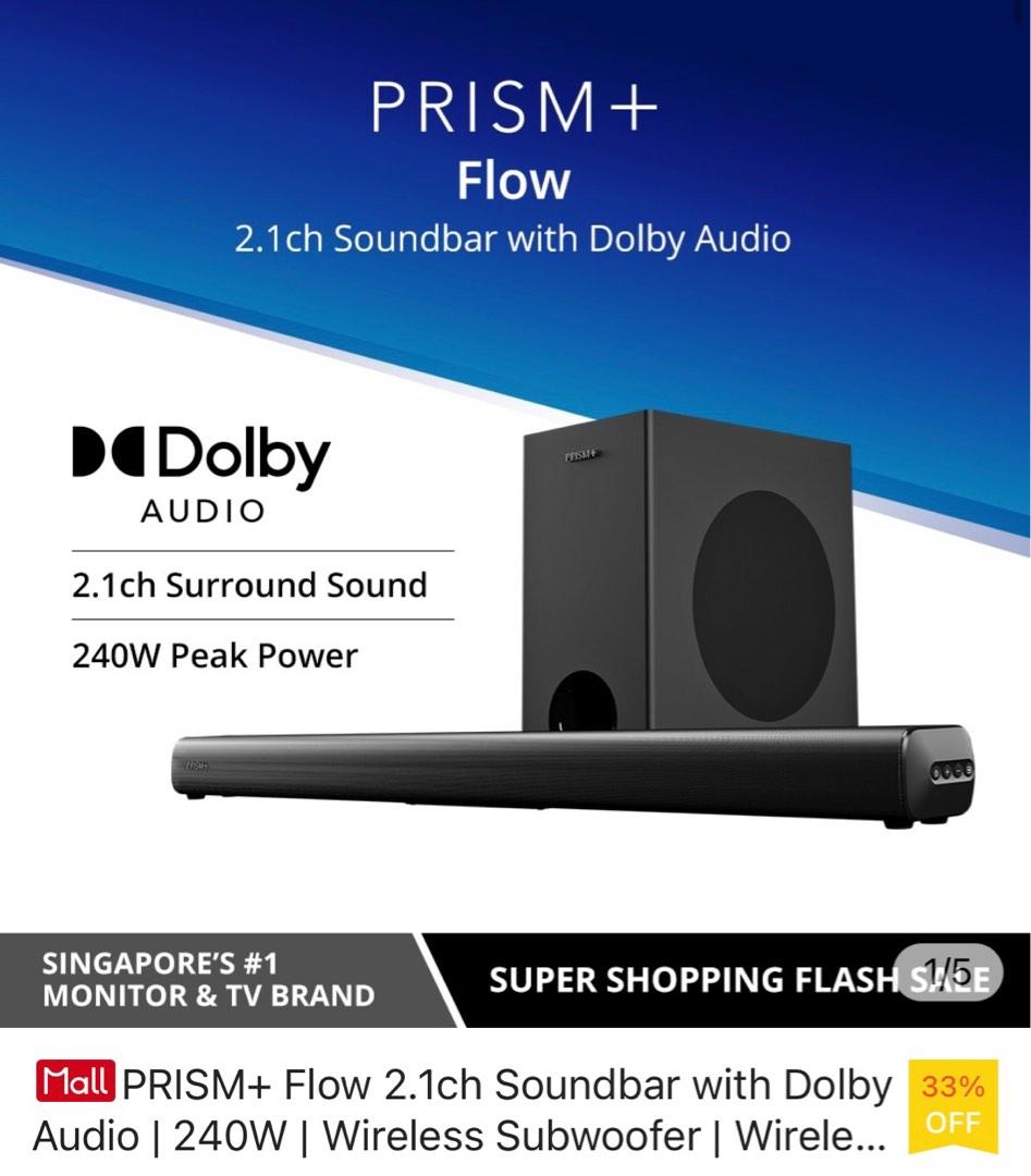 Prism+ flow 2.1ch sound bar with Dolby audio, Audio, Soundbars