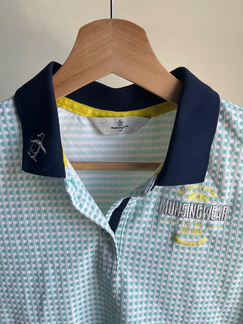 RARE Vintage 80s Munsingwear Penguin Gingham Check Golf Polo T
