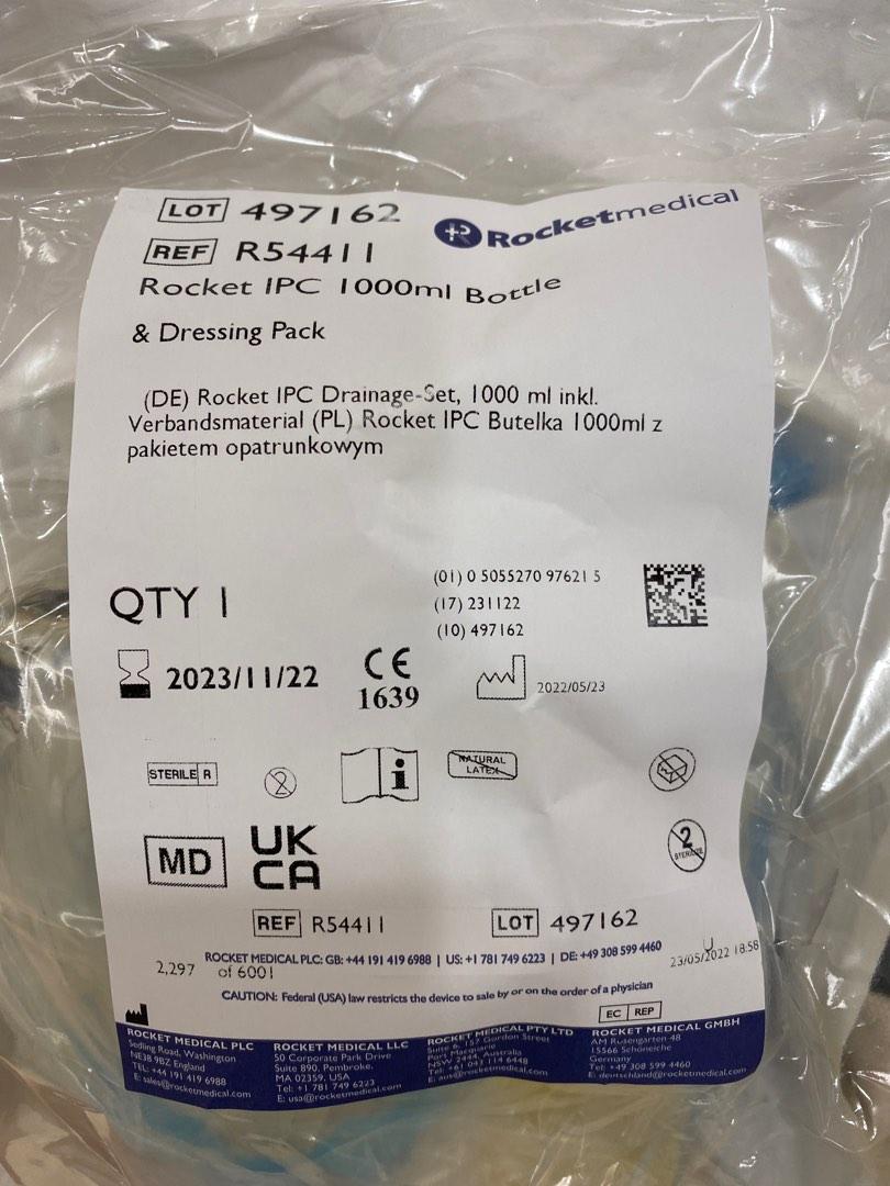 Rocket Medical IPC 1000ml Bottle & Dressing Pack, Health & Nutrition