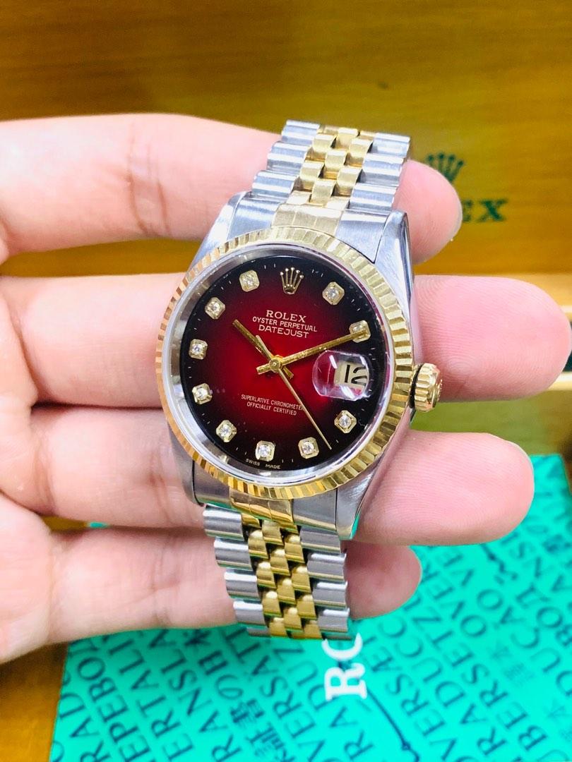 Red rolex with diamonds best sale