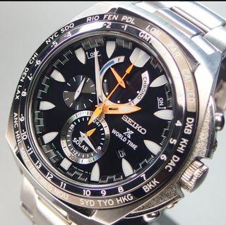 SEIKO 精工 Prospex 海世界時間太陽能腕錶(SSC487P1)-黑/44.6mm