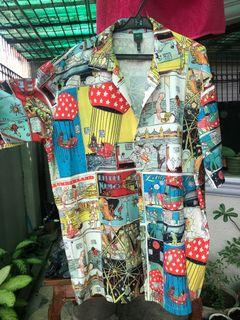 Shopee Vintage Comic Art Style Oversized Buttondown/Polo