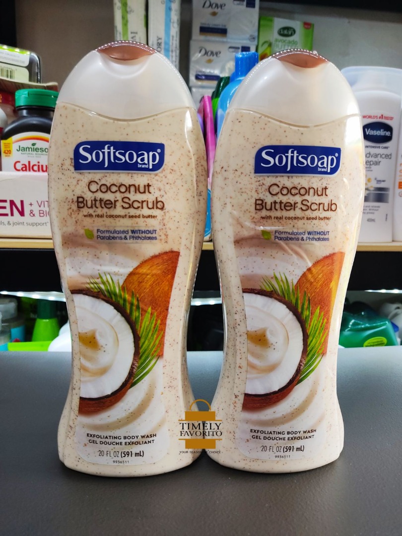 Softsoap Exfoliating Body Wash Coconut Butter Scrub 591ml, Beauty