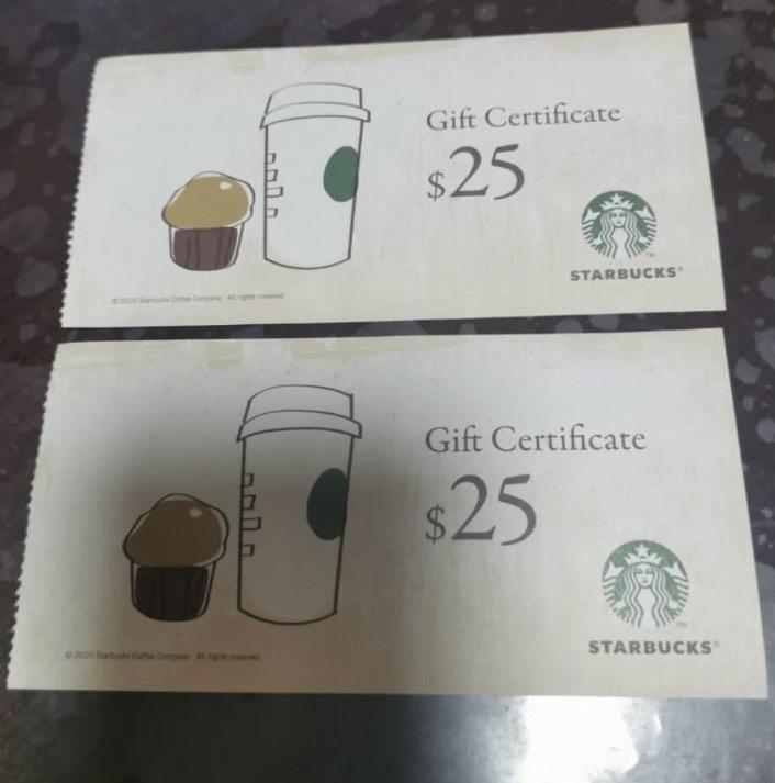 Starbucks $25 Coupon （分類：禮品卡、印花）位於 Hong Kong。 由 mua_mui 提交（商品編號 1184581030，圖片 1）。簡介： Sell Starbucks $25 coupons $22/1 $40/2（sold one) 2026年12月31號先到期😉 想要就同我講😆💜。