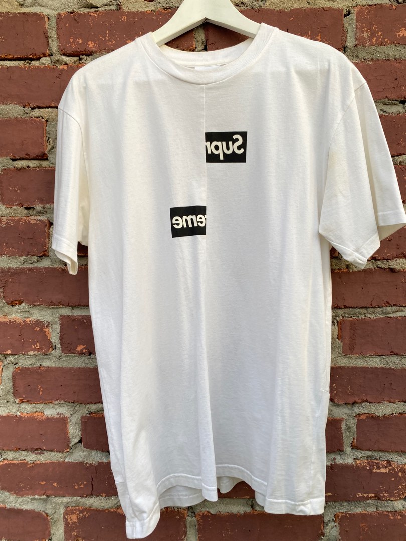 Supreme X CDG T Shirt Split Box Men s Fashion Tops Sets