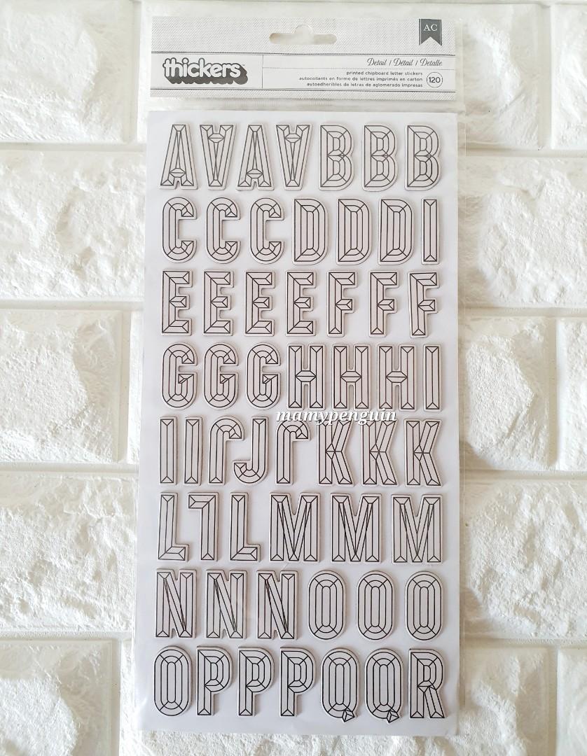 Thickers Scrapbook Alphabet Chipboard Letters Sticker Sheets Letter