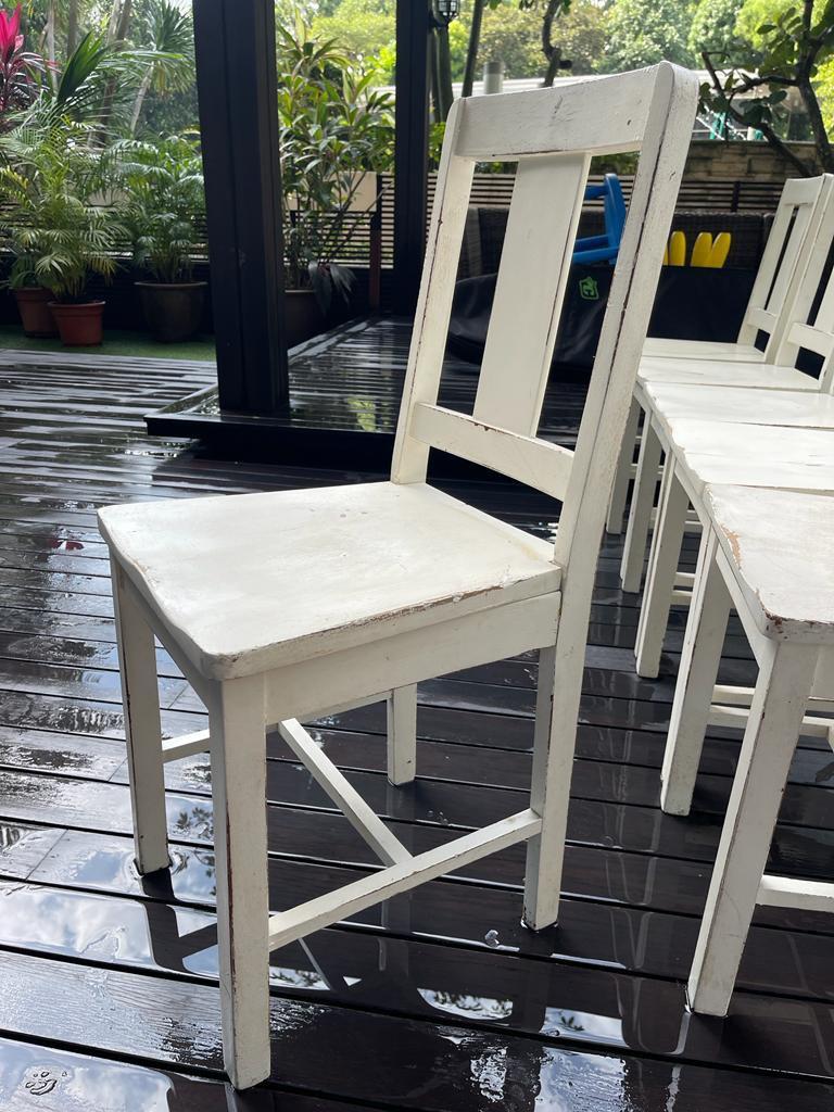 Timber Dining Chairs x6 Shabby Chic Vintage Retro, Furniture & Home