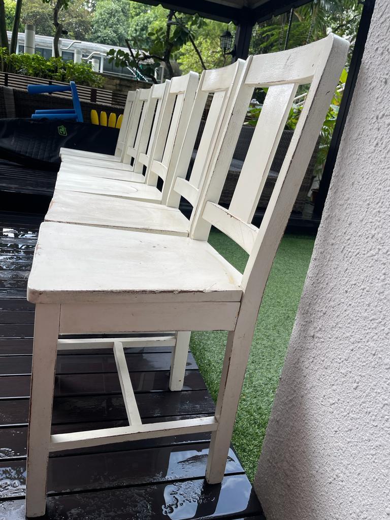 Timber Dining Chairs x6 Shabby Chic Vintage Retro, Furniture & Home