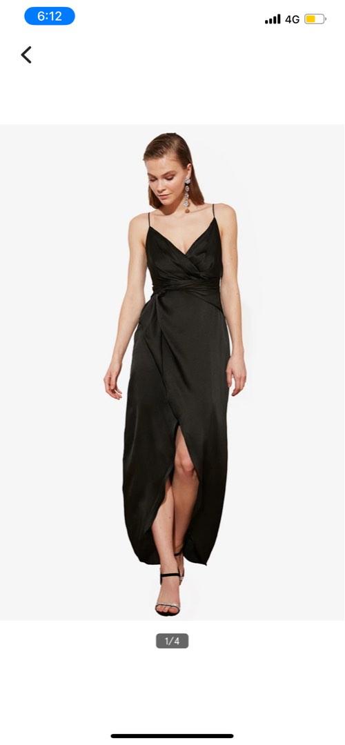 Express satin faux wrap maxi dress online
