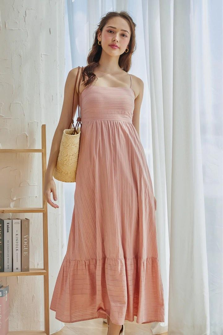 Raabta peach cold shoulder long dress on sale
