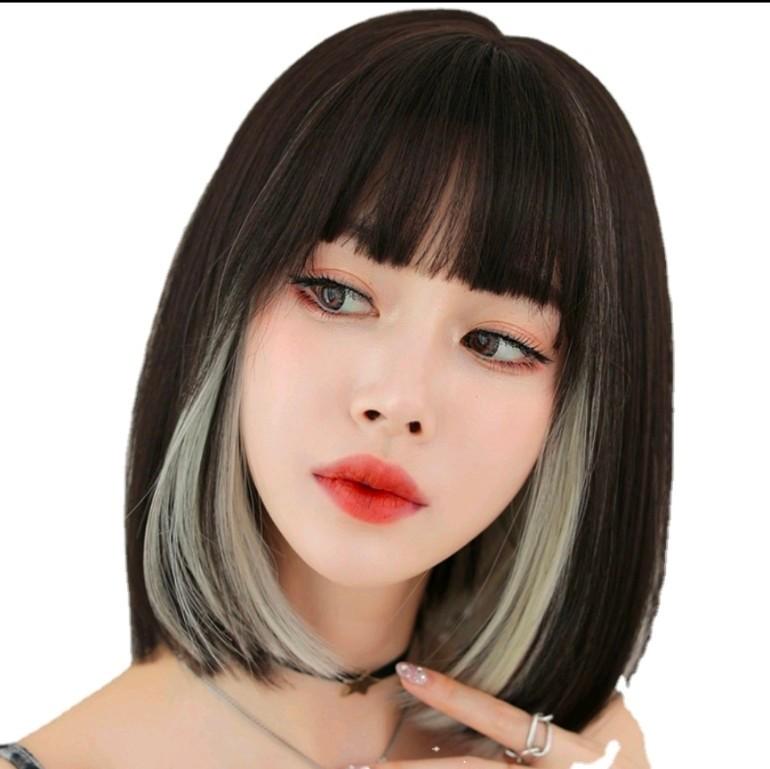 Two Toned Black And White Peekaboo Wig, Beauty & Personal Care, Hair On  Carousell