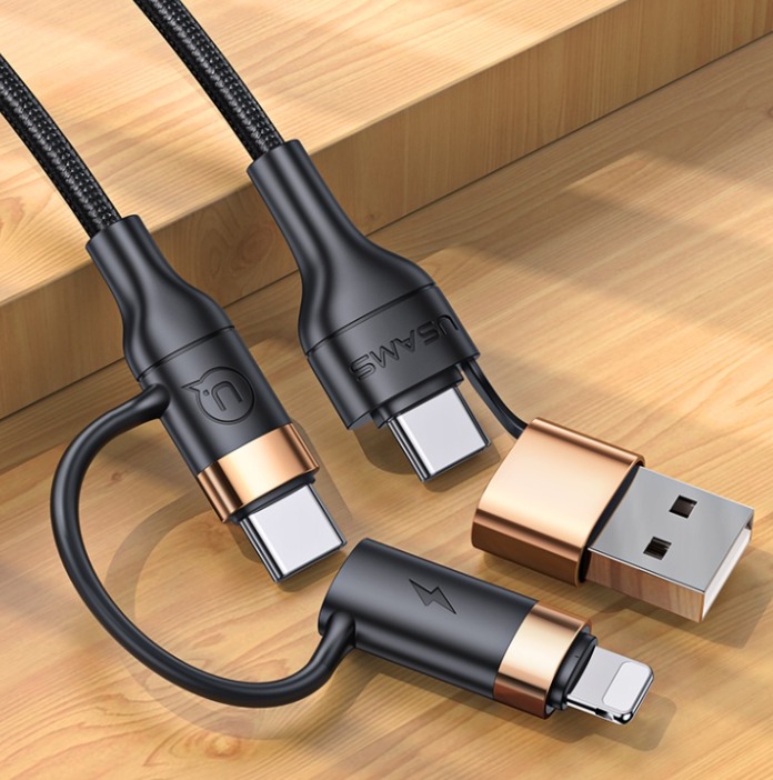 USAMS 4 in 1 Fast Charging Cable USB + TypeC to TypeC IP PD 60W High