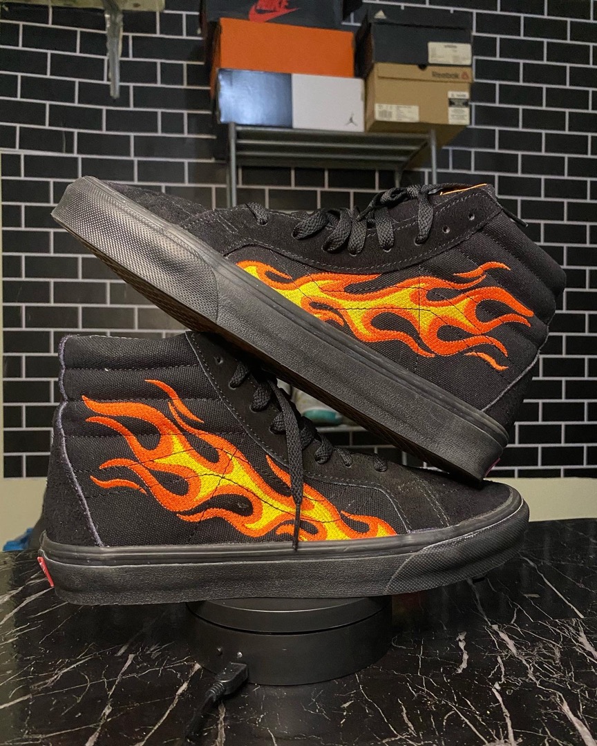 Vans SK8 High X Wtaps Flame Rer Fesyen Pria Sepatu Sneakers di Carousell