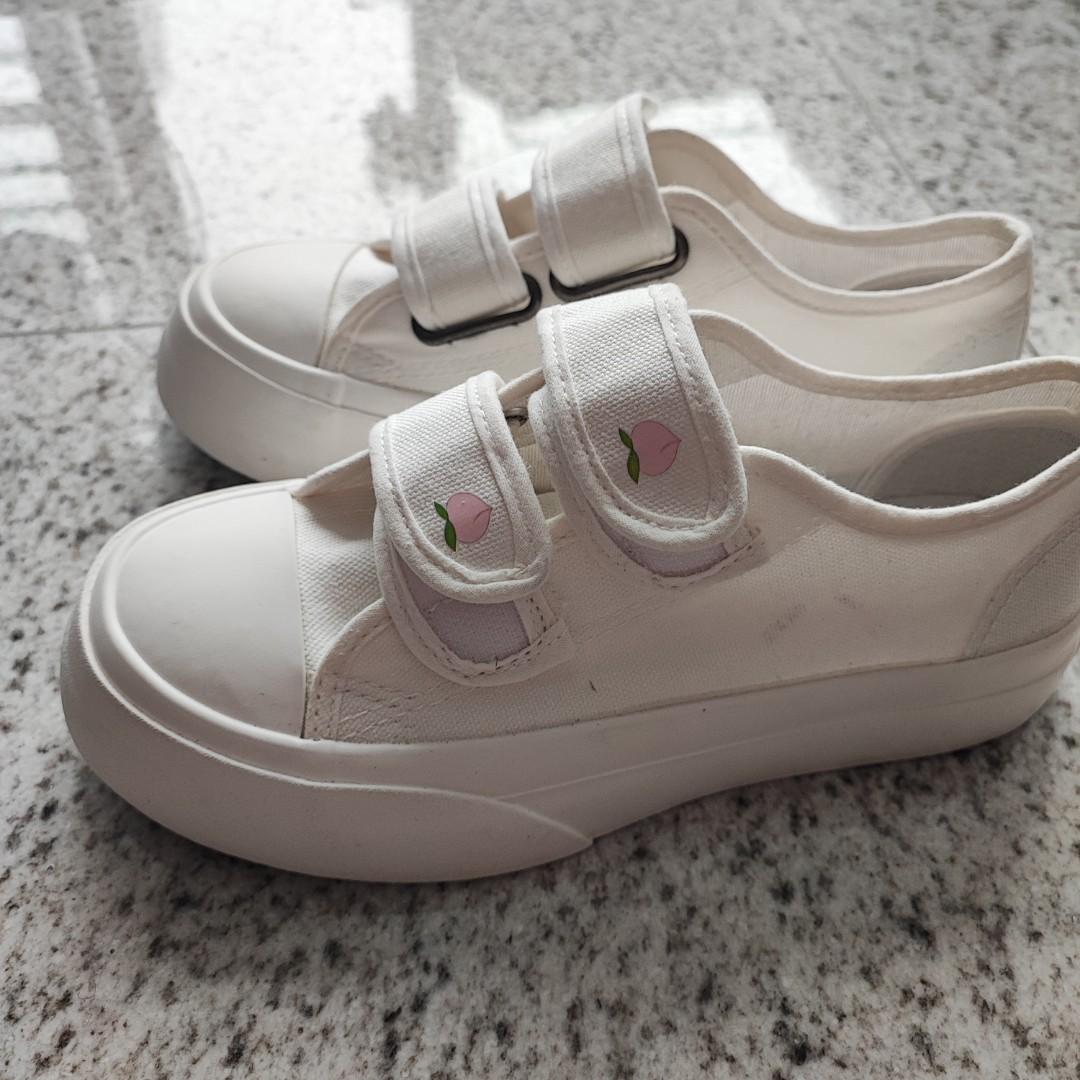 Velcro strap white sneakers size 37