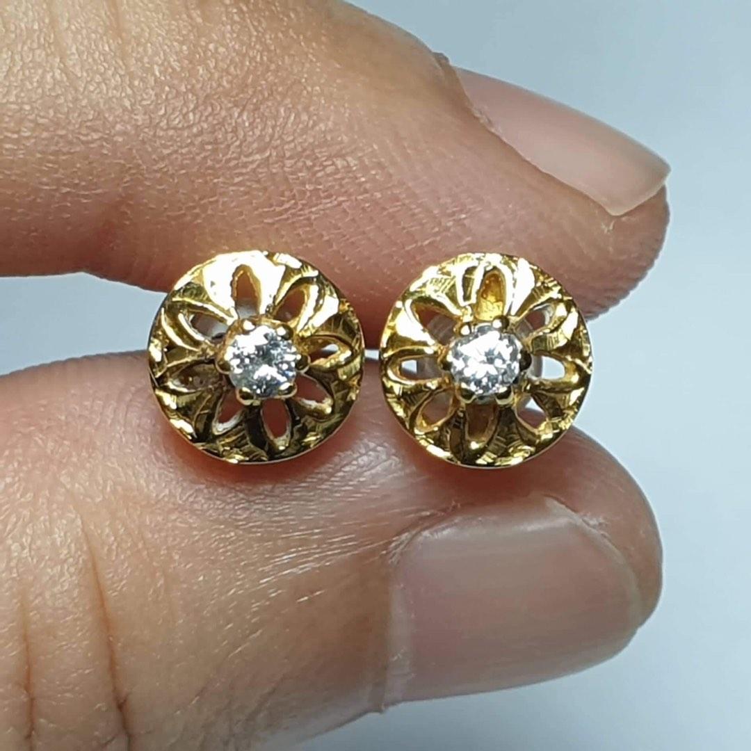 Vintage Diamond Earrings 14K White Gold NonPierced Screw Backs