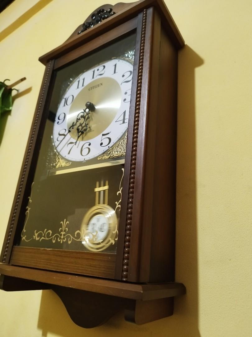 Wooden Citizen Quartz Hour Time Wall clock with pendulum/alarm