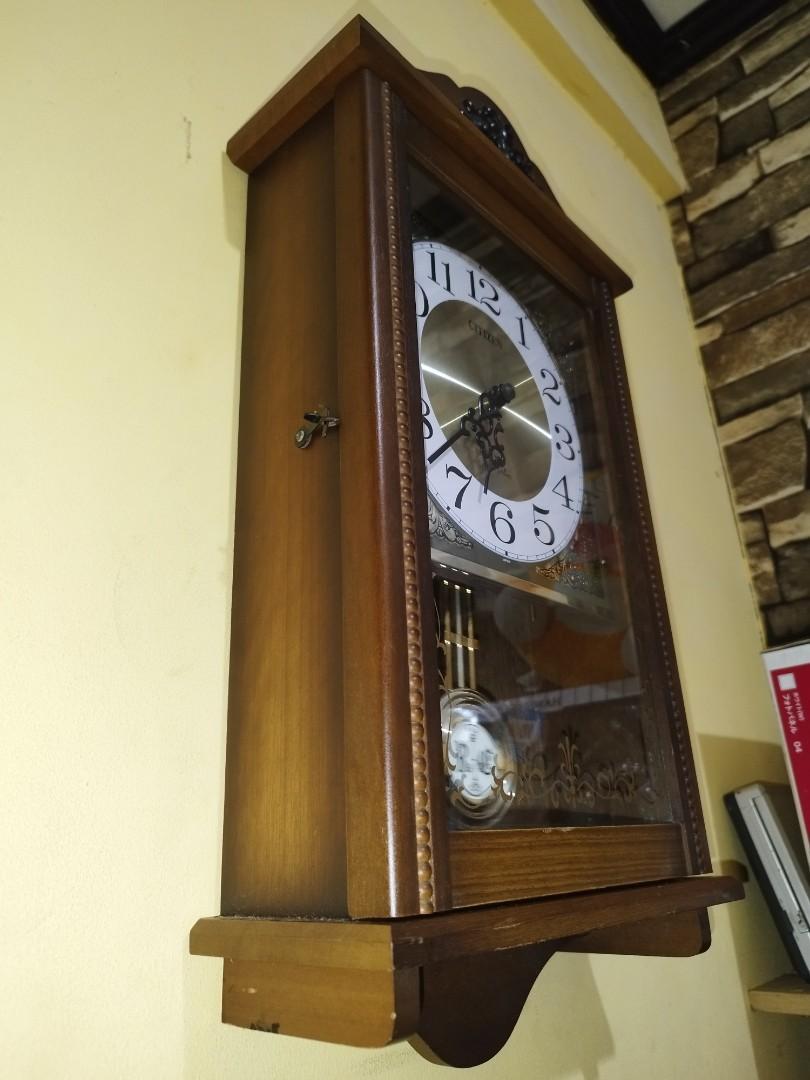 Wooden Citizen Quartz Hour Time Wall clock with pendulum/alarm