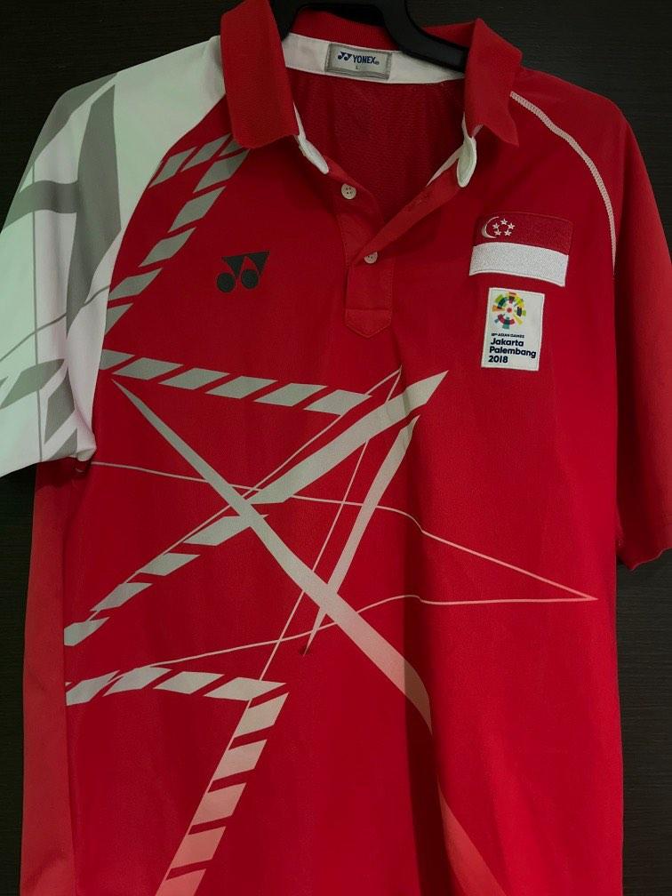 Yonex Team Singapore Men’s Polo (Red, Asian Games 2018), Men's Fashion