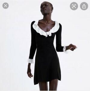 Zara black and white cheap knit dress