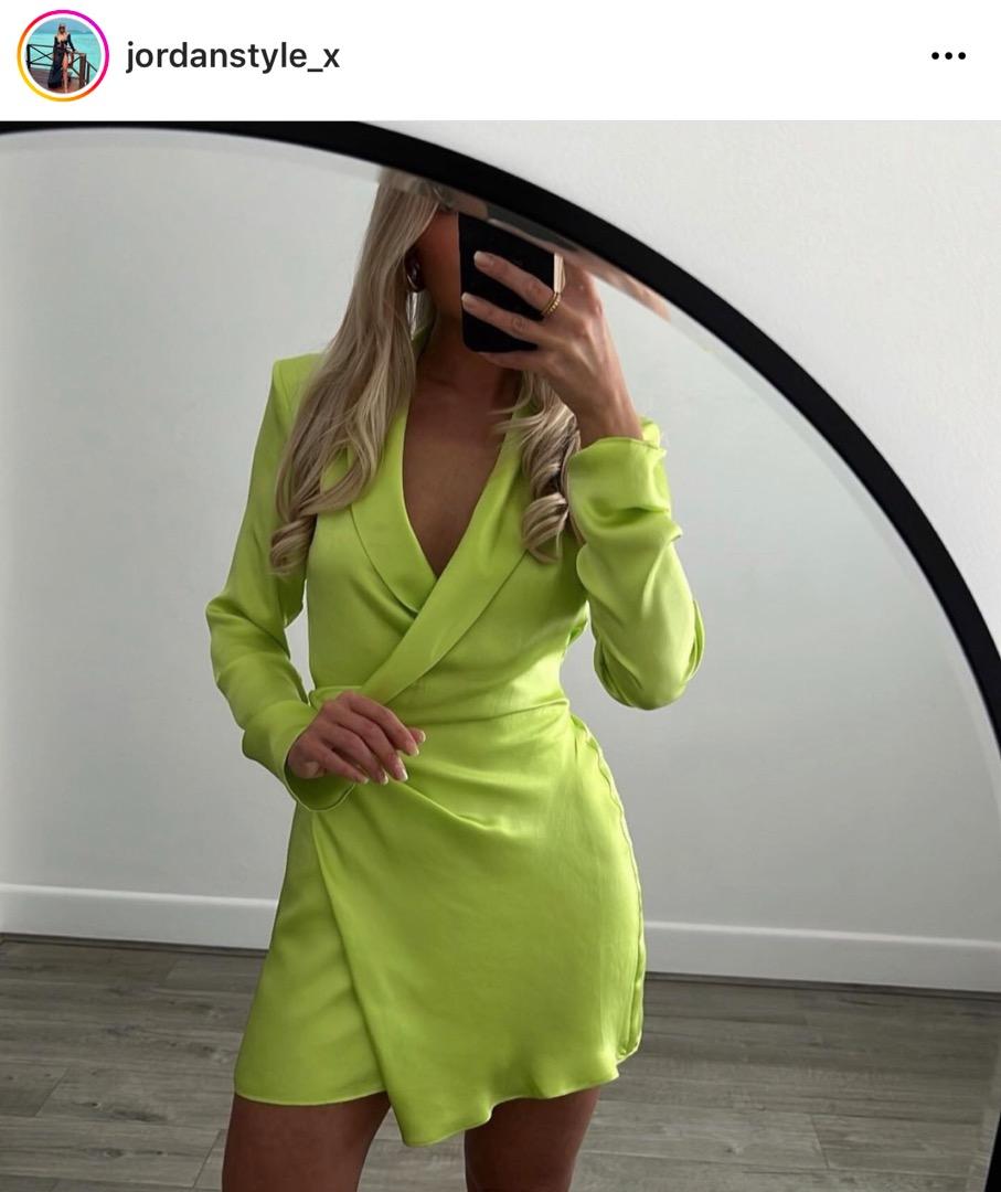 Zara Green Satin Dress, Women's Fashion, Dresses & Sets, Dresses on Carousell
