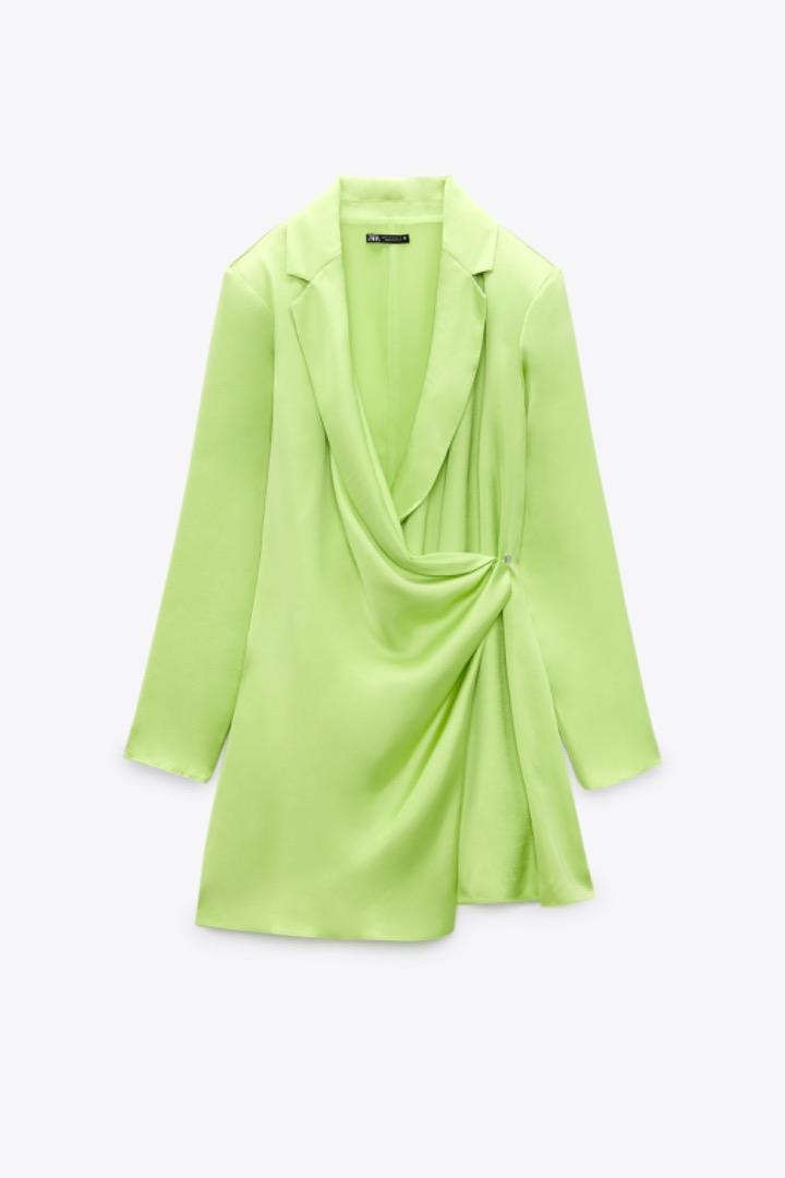 Zara Green Satin Dress, Women's Fashion, Dresses & Sets, Dresses on Carousell