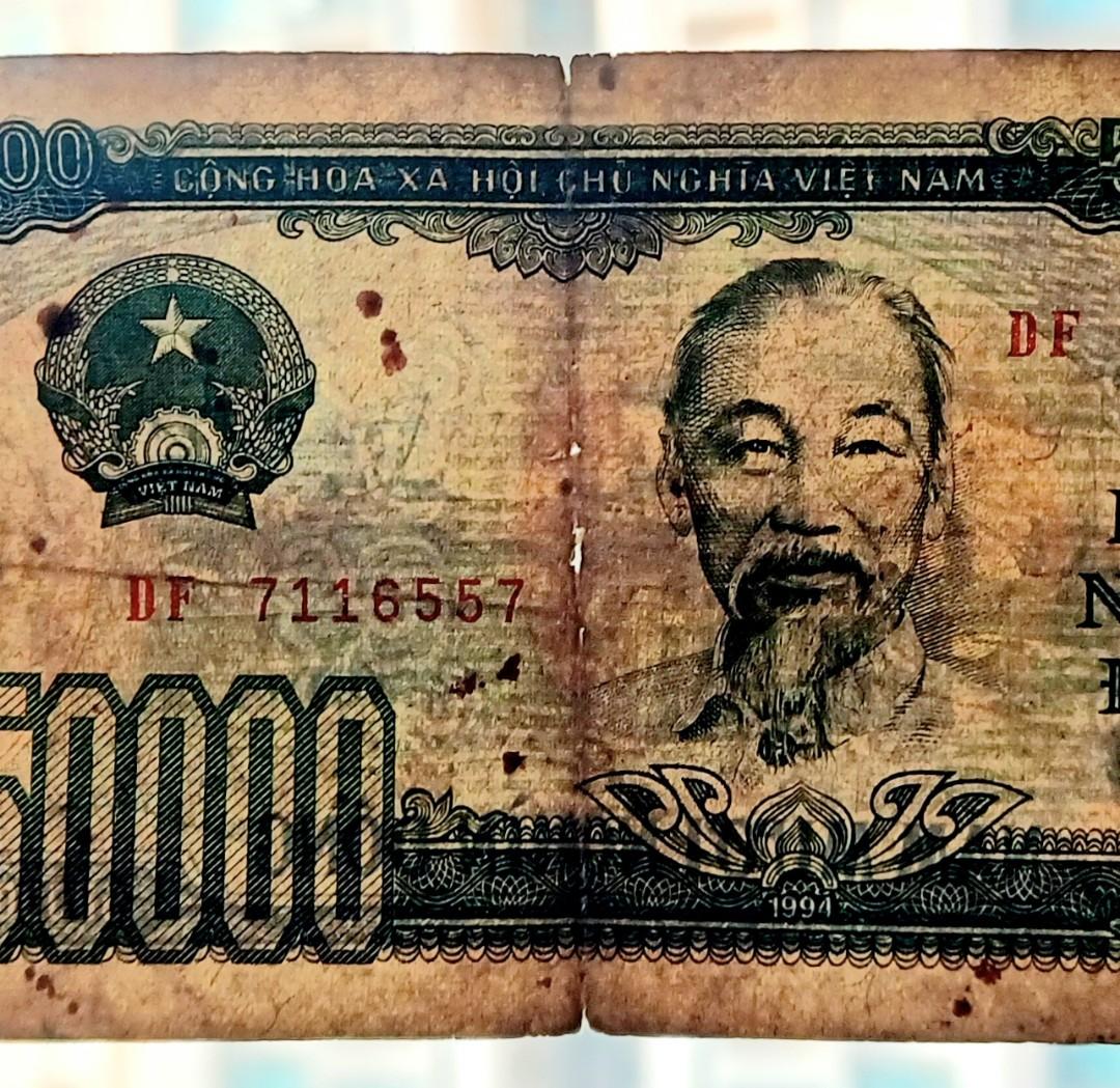 越南1994年50000盾一張中品F（DF7116557）, 興趣及遊戲, 收藏品及紀念品, 錢幣- Carousell