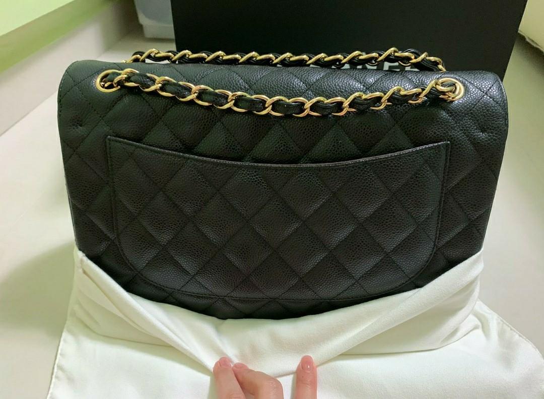 21 Chanel Jumbo Double Flap Caviar Black GHW Bag, Luxury, Bags