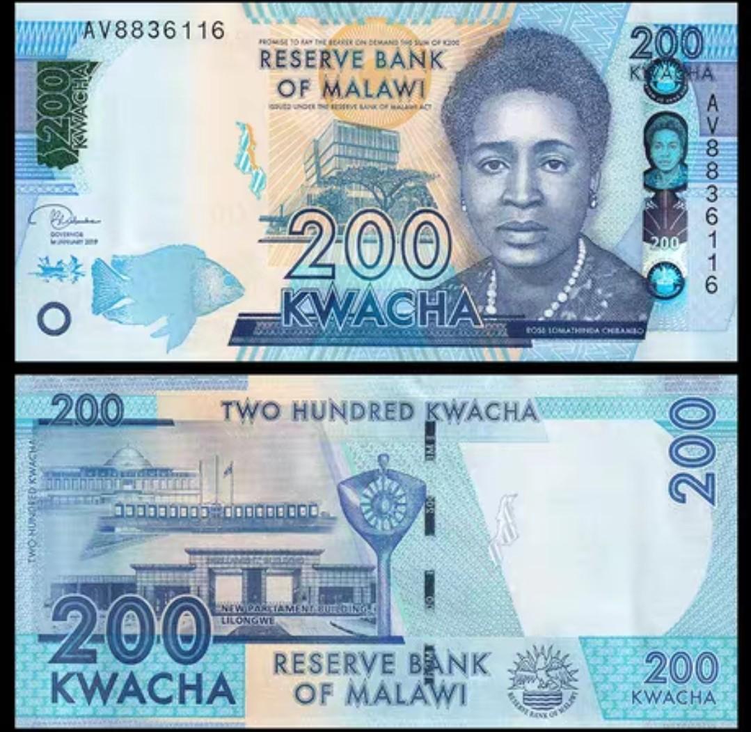 非洲馬拉維2016年20,100,200克瓦查紙幣, 興趣及遊戲, 收藏品及紀念品, 錢幣- Carousell