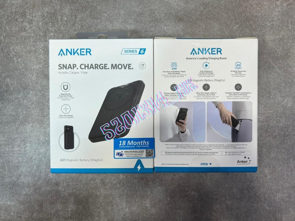 【全新行貨 門市現貨】Anker MagGo 621 超薄MagSafe 磁吸無線移動電源 (5000mAh) A1610, 手提電話, 電話