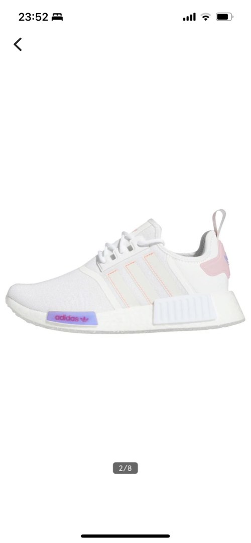 Nmd r1 white 2025 and purple pink shoes