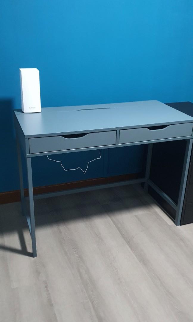 Alex desk grey turquoise. Office table, Furniture & Home Living