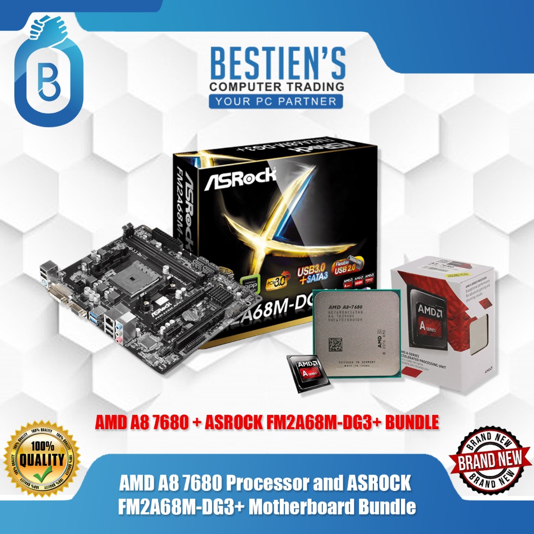 AMD A8 7680 Processor and ASROCK FM2A68M-DG3+ Motherboard Bundle ...