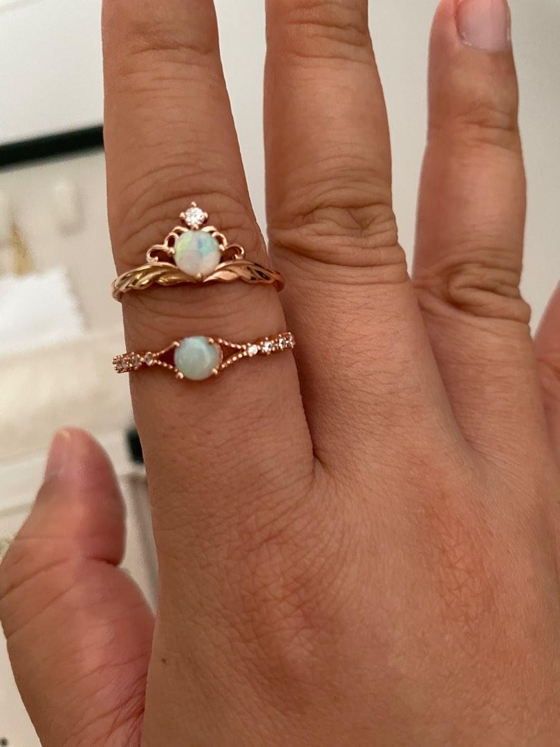 LEJ Australian Opal Stacking Rings, Rose Gold, Women's Fashion, Jewelry ...