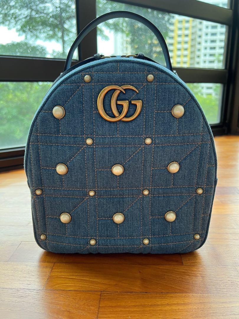 Authentic Gucci Marmont Denim Backpack Luxury Bags Wallets on Carousell