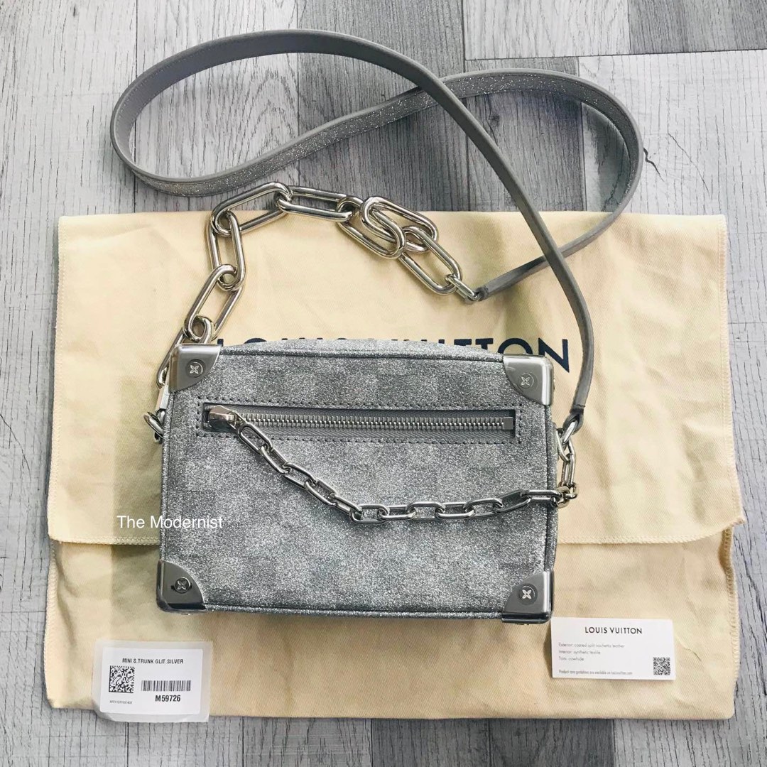 Soft trunk mini leather bag Louis Vuitton Silver in Leather - 31475364