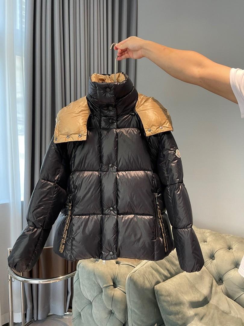 Authentic Moncler Parana black and gold down jacket Luxury Apparel on Carousell