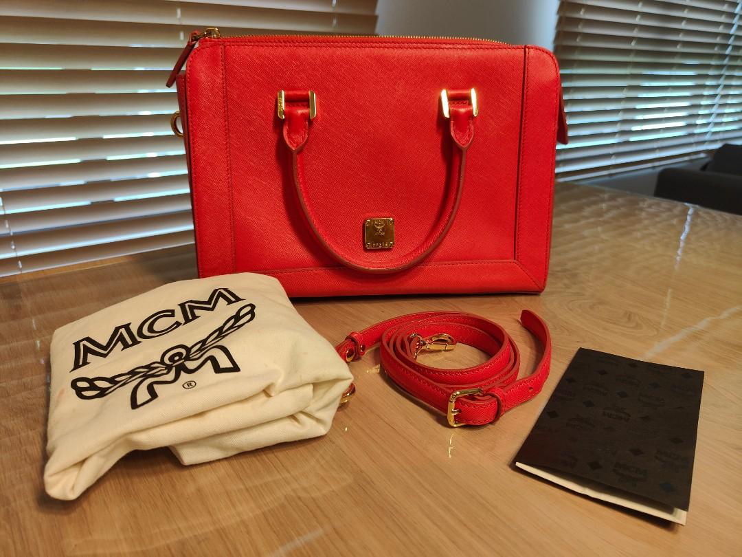 Red mcm crossbody hot sale