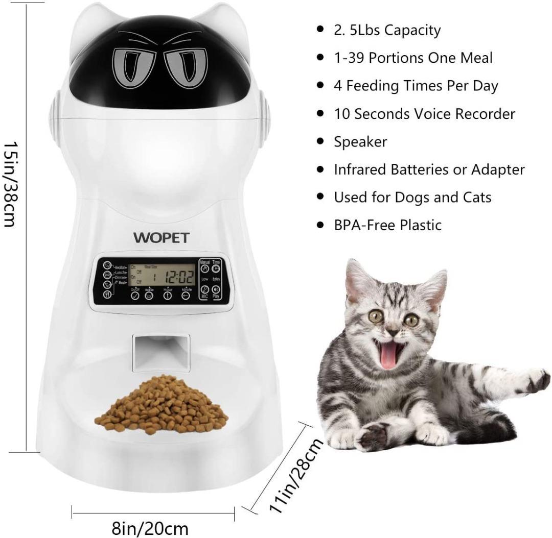 Automatic Cat Food Dispenser Pet Feeder Dogs Cats Food Dispenser, Up to
