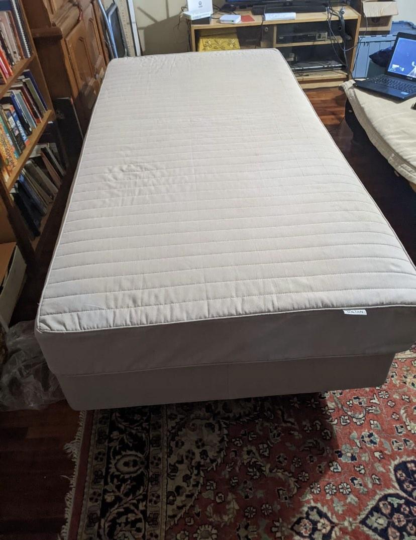 Bed (Ikea Single Sultan Aksdal bed frame and mattress), Furniture
