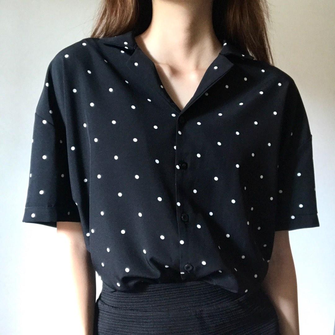 Black polka cheap dot shirt womens